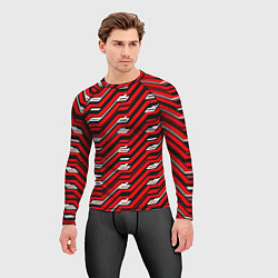 Рашгард мужской Киберпанк узор красный и чёрный, цвет: 3D-принт — фото 2