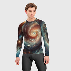 Рашгард мужской Далёкая неоновая галактика - нейросеть, цвет: 3D-принт — фото 2