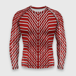 Мужской рашгард Белые линии на красном фоне
