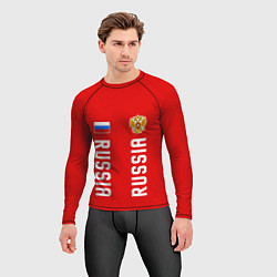 Рашгард мужской Россия три полоски на красном фоне, цвет: 3D-принт — фото 2