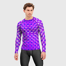 Рашгард мужской Фиолетовые квадраты на белом фоне, цвет: 3D-принт — фото 2
