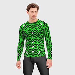 Рашгард мужской Агрессивный зелёный паттерн, цвет: 3D-принт — фото 2