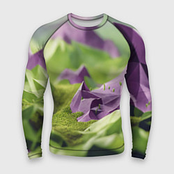 Рашгард мужской Геометрический пейзаж фиолетовый и зеленый, цвет: 3D-принт