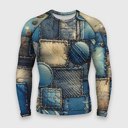 Рашгард мужской Denim patchwork - ai art, цвет: 3D-принт