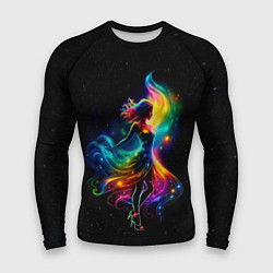 Рашгард мужской Неоновая танцовщица в звездном небе, цвет: 3D-принт
