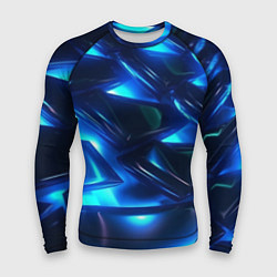 Рашгард мужской Синие абстрактные неоновые плиты, цвет: 3D-принт