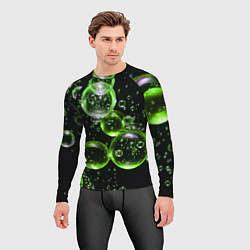 Рашгард мужской Зеленые пузыри на черном, цвет: 3D-принт — фото 2