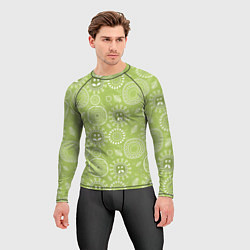 Рашгард мужской Зеленый цветочный - паттерн смайлики, цвет: 3D-принт — фото 2