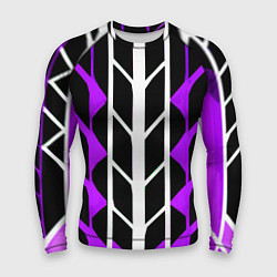Рашгард мужской Бело-фиолетовые линии на чёрном фоне, цвет: 3D-принт
