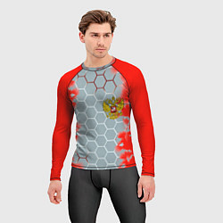 Рашгард мужской Россия абстрактные соты, цвет: 3D-принт — фото 2