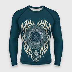 Рашгард мужской Символика северного воина - шлем ужасов агисхъяльм, цвет: 3D-принт