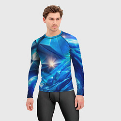 Рашгард мужской Синяя объемная абстракция со вспышкой, цвет: 3D-принт — фото 2