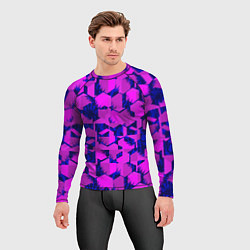 Рашгард мужской Абстракция темно фиолетовый геометрический фон, цвет: 3D-принт — фото 2