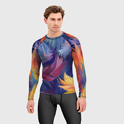Рашгард мужской Радужные перья, цвет: 3D-принт — фото 2
