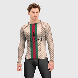 Рашгард мужской Гусси - зелено-красная полоса, цвет: 3D-принт — фото 2