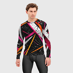 Рашгард мужской Разноцветные праздничные линии, цвет: 3D-принт — фото 2