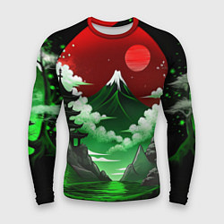 Мужской рашгард Япония красно-зеленая природа