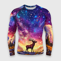 Мужской рашгард Лось и звездное небо