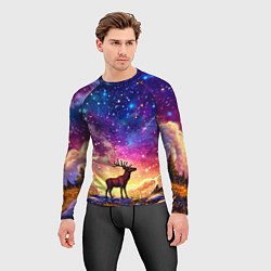 Рашгард мужской Лось и звездное небо, цвет: 3D-принт — фото 2