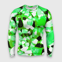 Рашгард мужской Green and white abstraction on a black background, цвет: 3D-принт