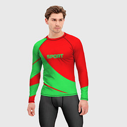 Рашгард мужской Sport красно-зелёный, цвет: 3D-принт — фото 2