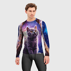 Рашгард мужской Британская короткошёрстная кошка в космосе, цвет: 3D-принт — фото 2