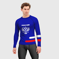 Рашгард мужской Герб Российского государства синий, цвет: 3D-принт — фото 2