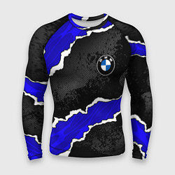 Рашгард мужской BMW - синие разрывы, цвет: 3D-принт