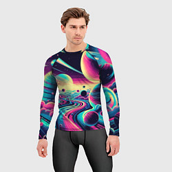 Рашгард мужской Неоновый разноцветный космос, цвет: 3D-принт — фото 2