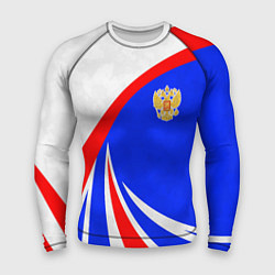 Рашгард мужской Герб России - цвета флага, цвет: 3D-принт
