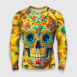 Рашгард мужской Красочный летний паттерн с черепом - нейроарт, цвет: 3D-принт