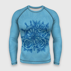 Рашгард мужской Штурвал и три розы, цвет: 3D-принт
