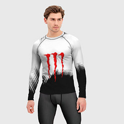 Рашгард мужской Monster energy чёрно белые краски, цвет: 3D-принт — фото 2