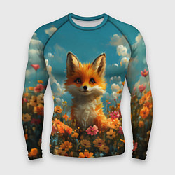 Мужской рашгард Лисица в цветочном поле