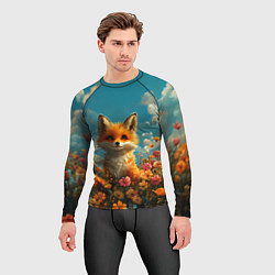 Рашгард мужской Лисица в цветочном поле, цвет: 3D-принт — фото 2