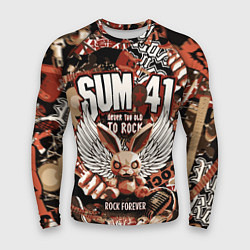 Мужской рашгард Sum 41 на фоне кролика и гитар