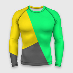 Рашгард мужской Жёлто-серо-зелёный трёхцветный, цвет: 3D-принт