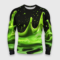 Мужской рашгард Зеленая слизь текстура на черном