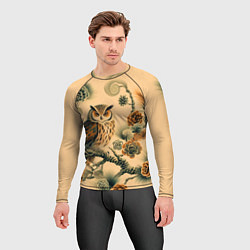 Рашгард мужской Сова на ветке сосны, цвет: 3D-принт — фото 2