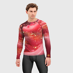 Рашгард мужской Розовая волнистая блестящая текстура, цвет: 3D-принт — фото 2