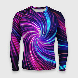 Рашгард мужской Неоновый вихрь из светящихся линий, цвет: 3D-принт