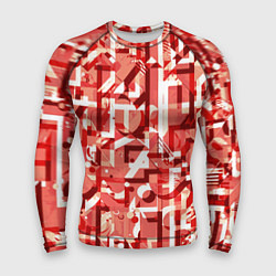 Рашгард мужской Красно-белый объёмный эффект, цвет: 3D-принт
