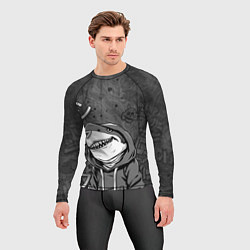 Рашгард мужской Акула в капюшоне, цвет: 3D-принт — фото 2
