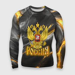 Мужской рашгард Россия черно-желтый фон