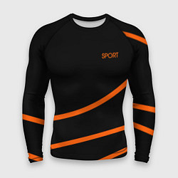 Мужской рашгард Sport чёрный с оранжевыми полосами