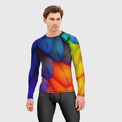 Рашгард мужской Радужные перья попугая, цвет: 3D-принт — фото 2
