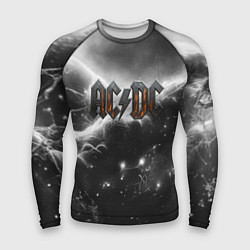 Рашгард мужской ACDC металлический лого черно-белая текстура, цвет: 3D-принт