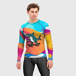 Рашгард мужской Акула на скейте, цвет: 3D-принт — фото 2