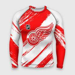 Рашгард мужской Детройт Ред Уингз - брызги красок, цвет: 3D-принт