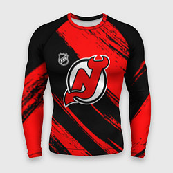 Рашгард мужской Нью Джерси Девилз - красные потертости, цвет: 3D-принт